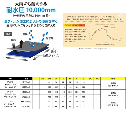 (メーカー在庫限り)アンドロ オールウェザーウォームパンツ